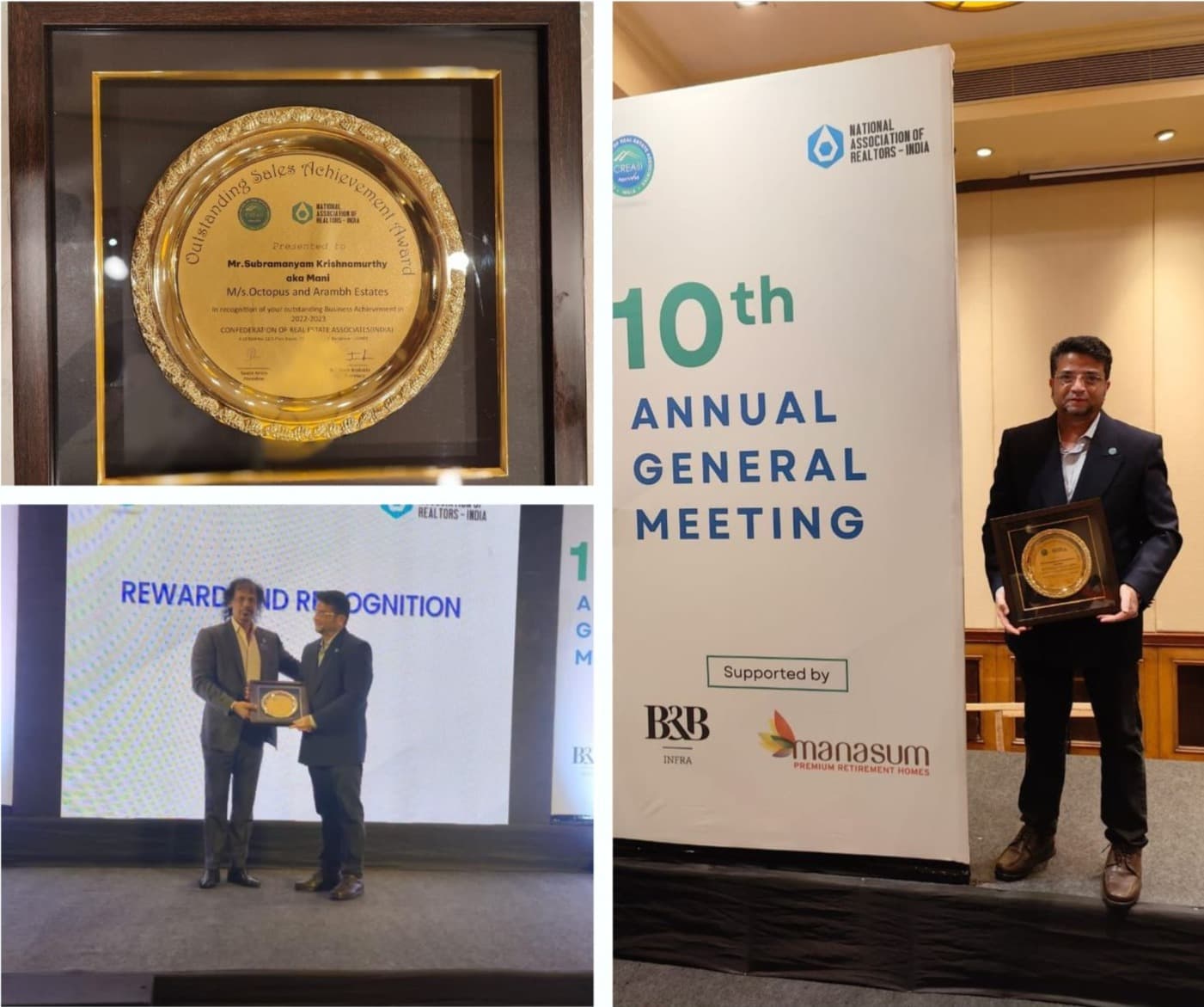 Recognised by CREA (Largest realtors association in India) for excellence in sales and been awarded with "Outstanding Sales Achievement Award"