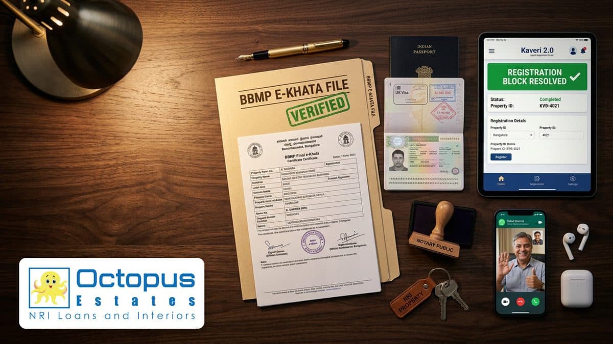 What is the mandatory BBMP Final e-Khata in Bangalore and how does Octopus Estates resolve Kaveri 2.0 registration blocks remotely for NRI buyer?