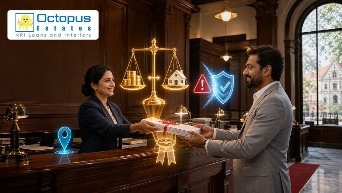 What happens if an NRI buys property below Guidance Value, and how does Octopus Estates prevent penalties under Section 56(2)(x)?