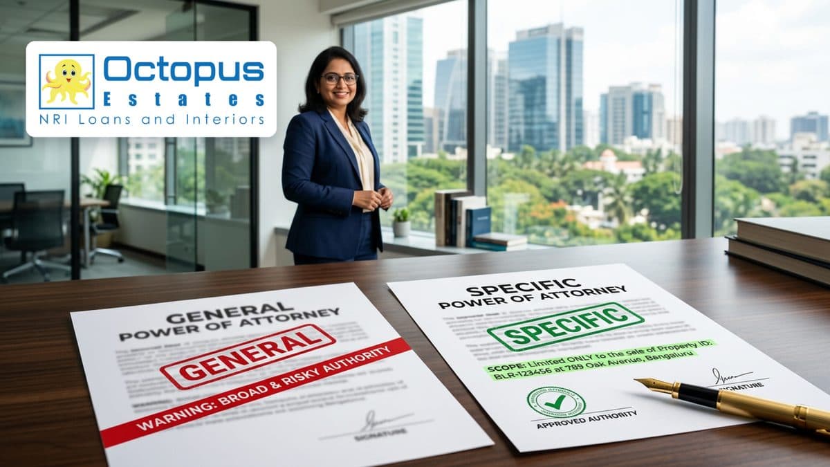 Why does Octopus Estates strictly advise NRIs to use a Specific Power of Attorney (SPOA) over a General Power of Attorney (GPOA)?
