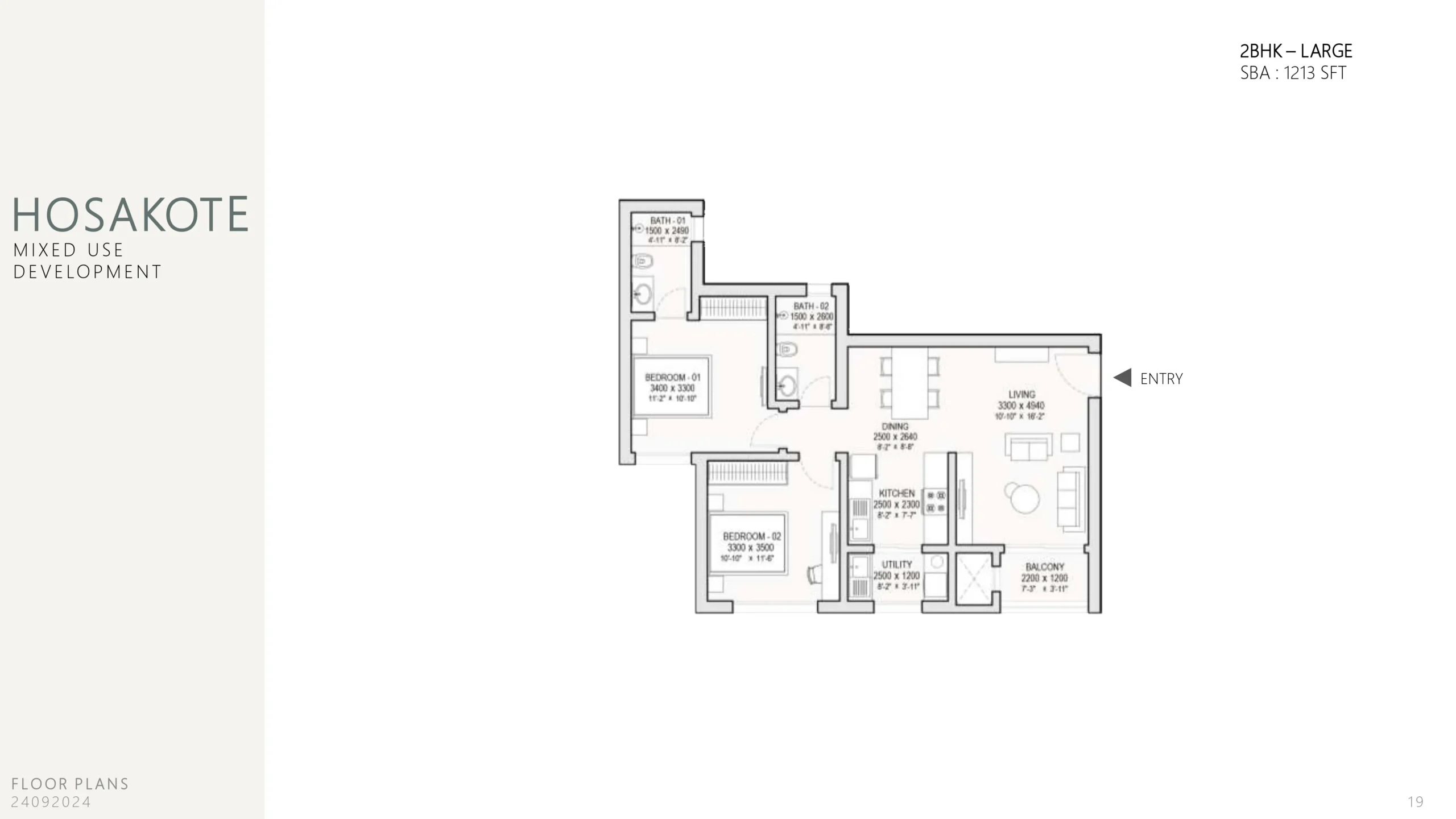 2 BHK Large Floor Plan