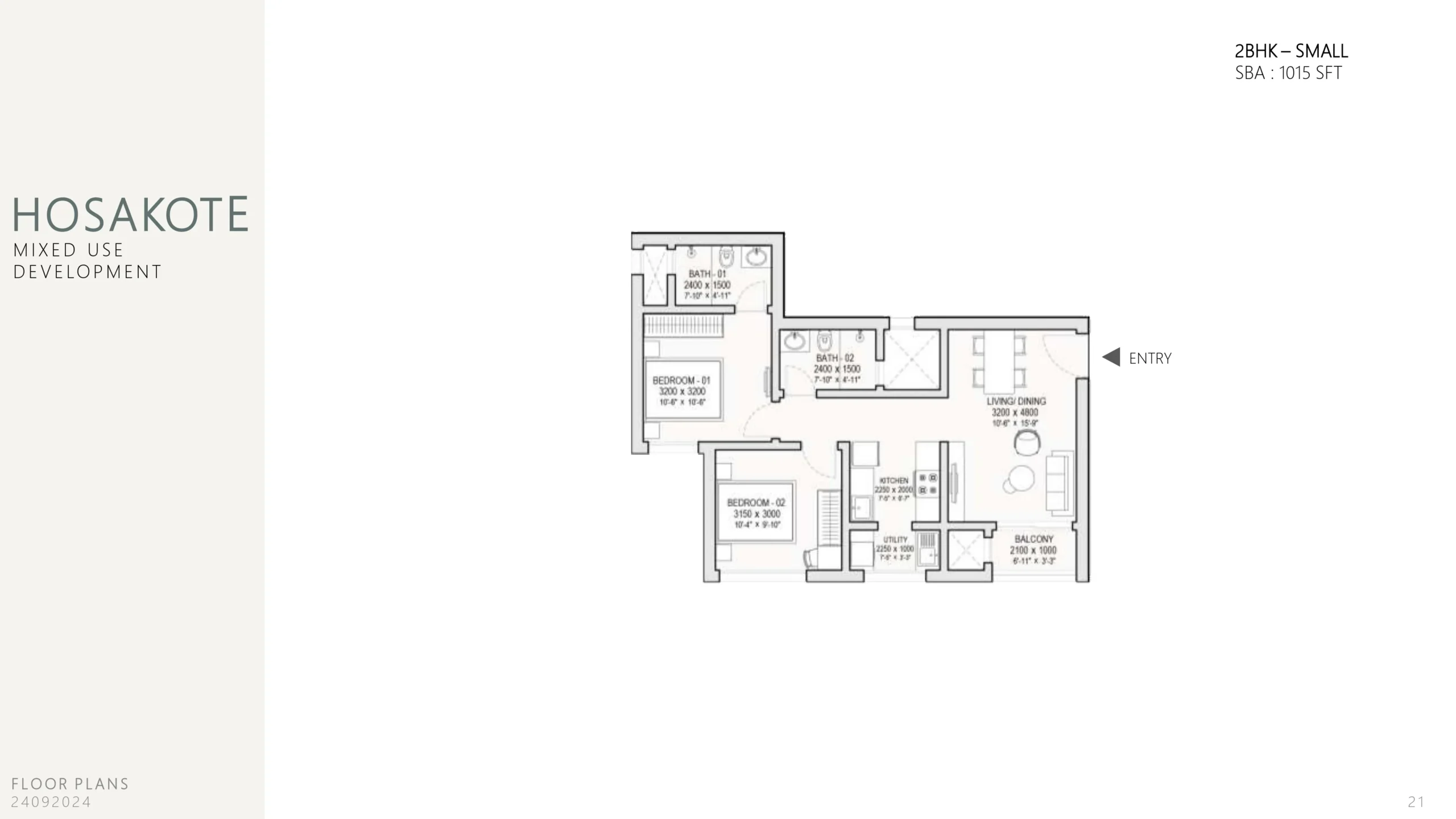 2 BHK Small Floor Plan