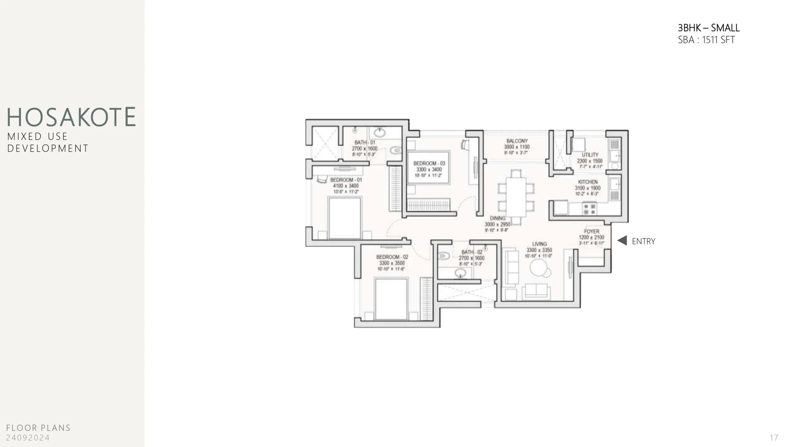 3 BHK Floor Plan